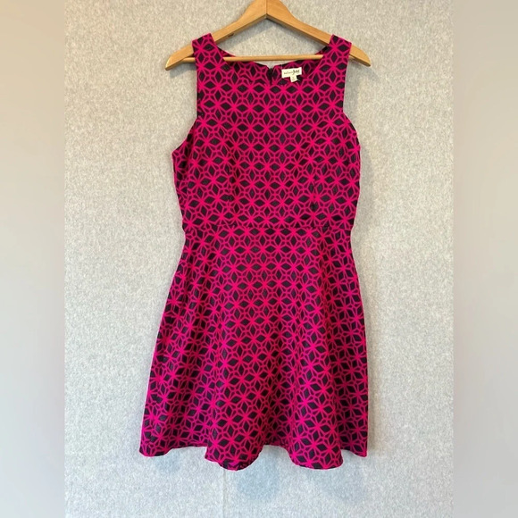 Maison Jules Geometric Pink and Black A-Line Mini Dress Women's Size Large U0760 - Picture 2 of 13